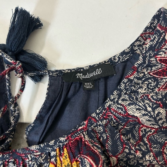 Madewell Ruffle-Sleeve Popover Mini Dress in Bali Blooms Easy fit Size XXL (18) - Picture 12 of 13
